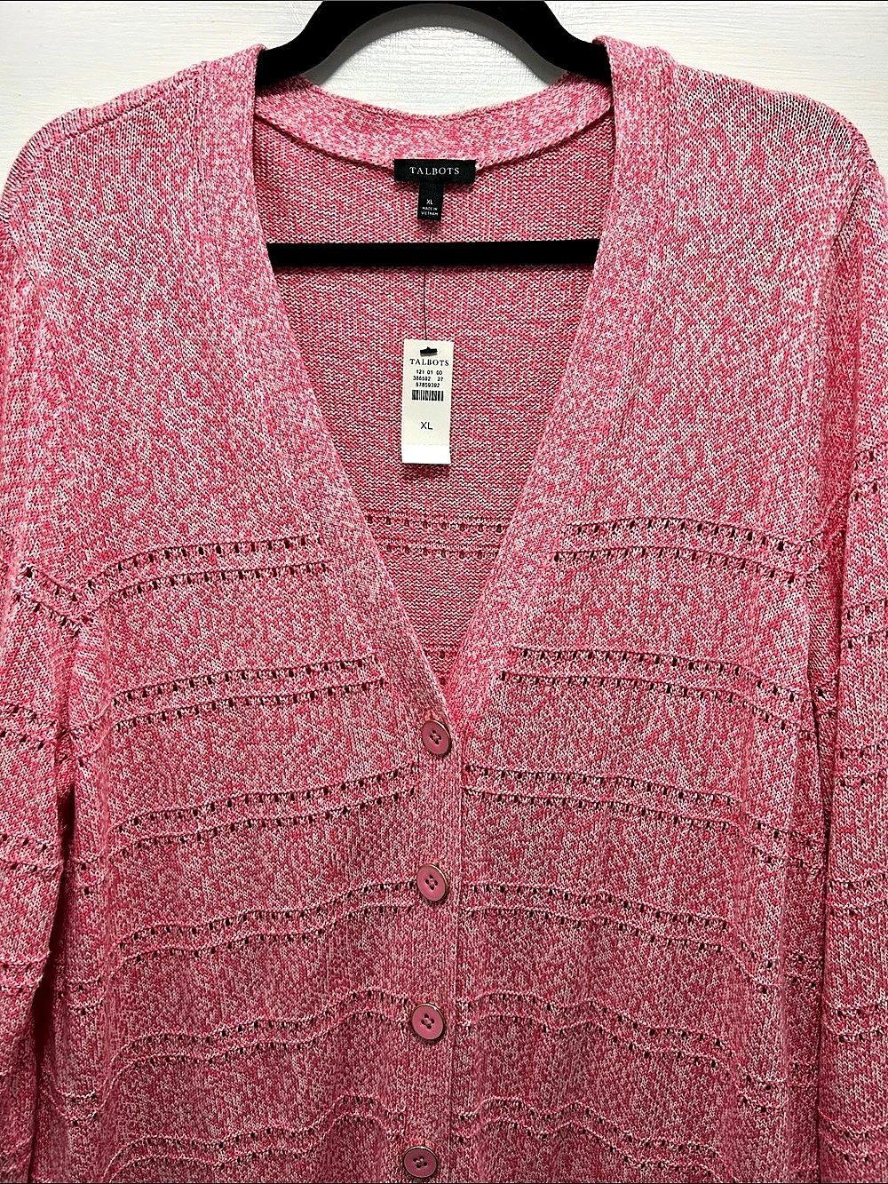 NWT Talbots Pink Marled V-Neck Girlfriend Cardigan Sweater Size XL